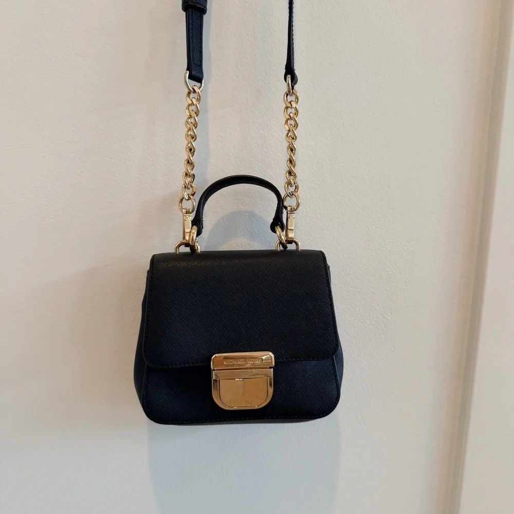Michael Kors Black Saffiano Leather Bridgette Crossbody Mini Bag Removable Strap